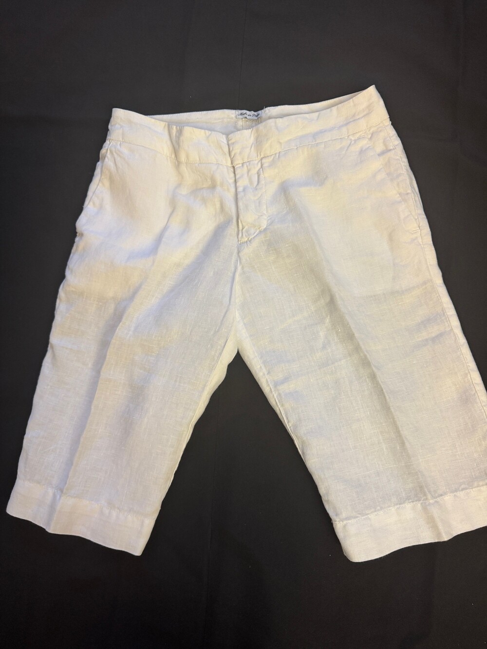 120% Linen white linen Bermuda short; Size 38 IT